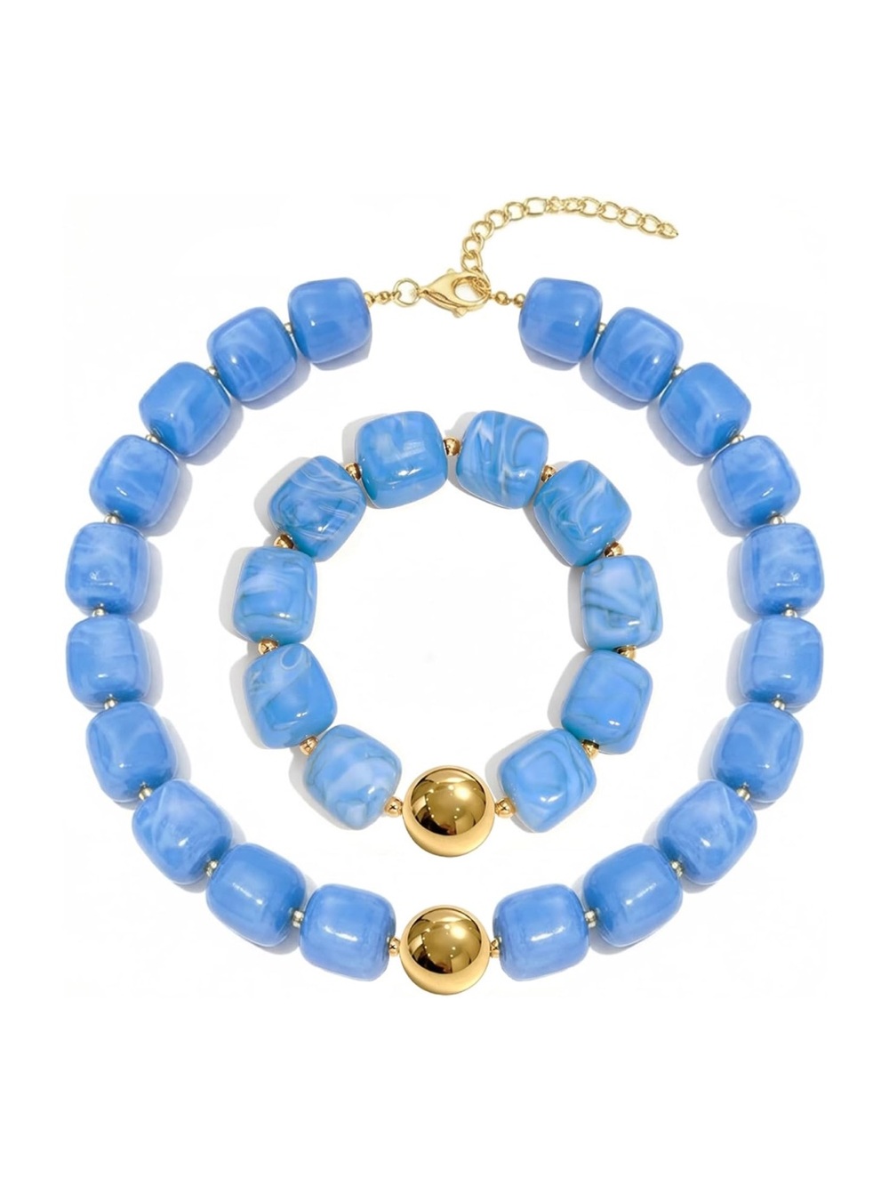 Thick and colorful beaded necklaces and bracelets for women